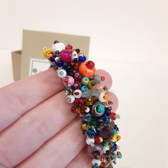 WorldCrafts Handmade Beaded Bracelet Custom Woven Jewelry Eclectic Unique Quirky - Picture 7 of 7